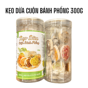 Kẹo Dừa Cuộn Bánh Phồng Mix 7 Vị Thơm Ngon 300g Hộp - KDCBP