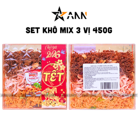 Khô Mix 3 Vị Tẩm Vị Heo, Mực Sợi Hấp Dẫn, Khô Gà Lá Chanh Hộp Ngôi Sao Lớn 450g - Hộp Quà Tết 2026 - KM3V450