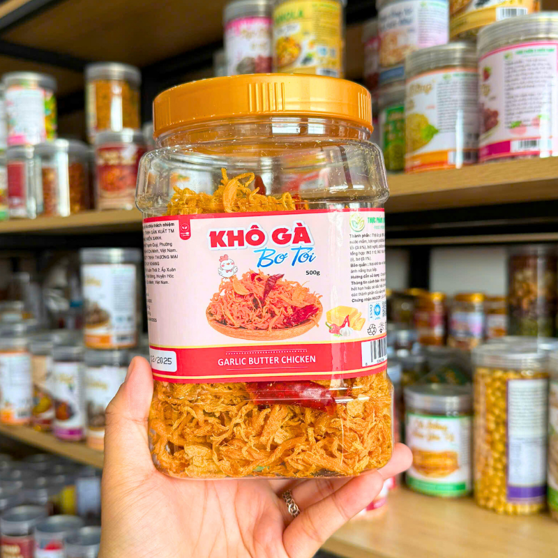 Giá sỉ khô Gà Bơ Tỏi Thơm Ngon 500g hộp Giá sỉ khô Gà Bơ Tỏi Thơm Ngon 500g hộp
