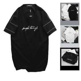 Áo Thun Nam Cổ Tròn In Chữ Simple Things Tay Viền Sọc (Có size 3x) - AB490