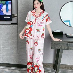 Đồ bộ pijama quần dài áo tay ngắn cổ bẻ hoạ tiết - DBO3705