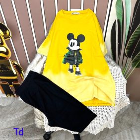 Đồ bộ quần ngố đen áo tay ngắn in hình chuột mickey - DBO3764