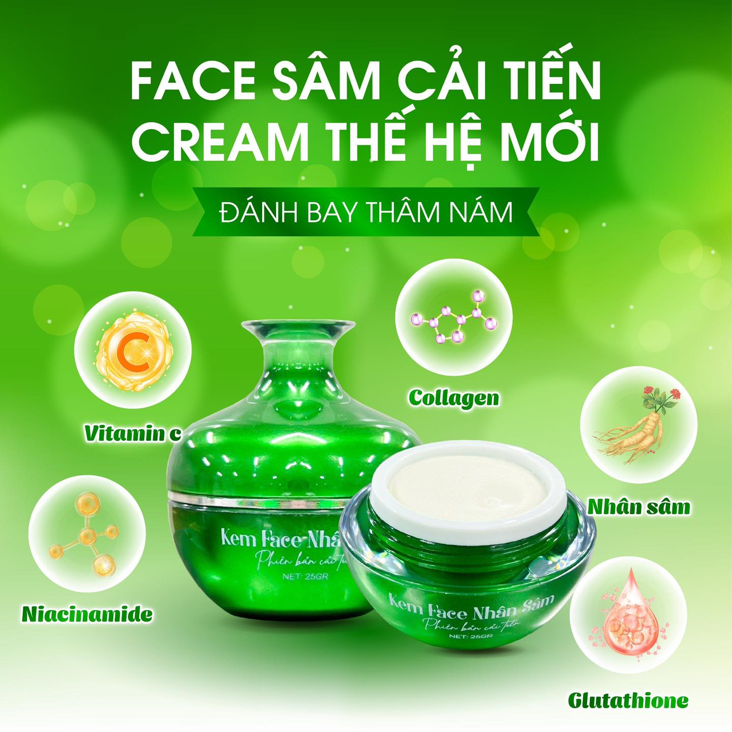 Kem Face Nhân Sâm Xanh N Collagen Phiên Bản Cải Tiến