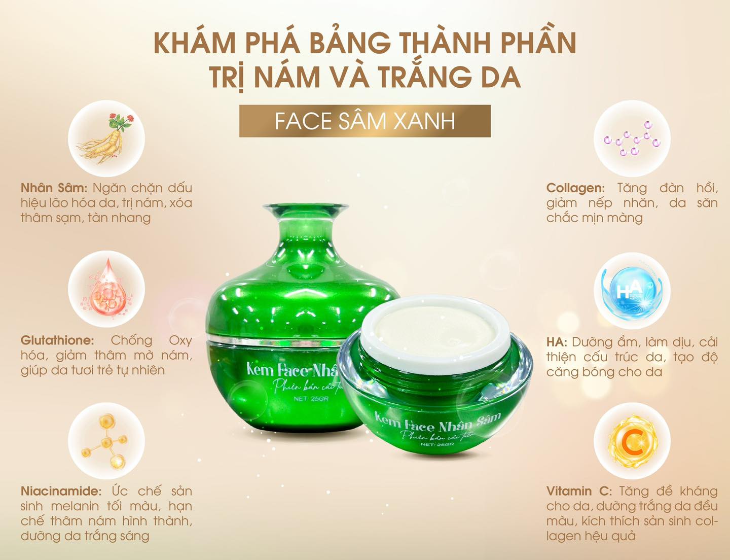 Kem Face Nhân Sâm Xanh N Collagen Phiên Bản Cải Tiến