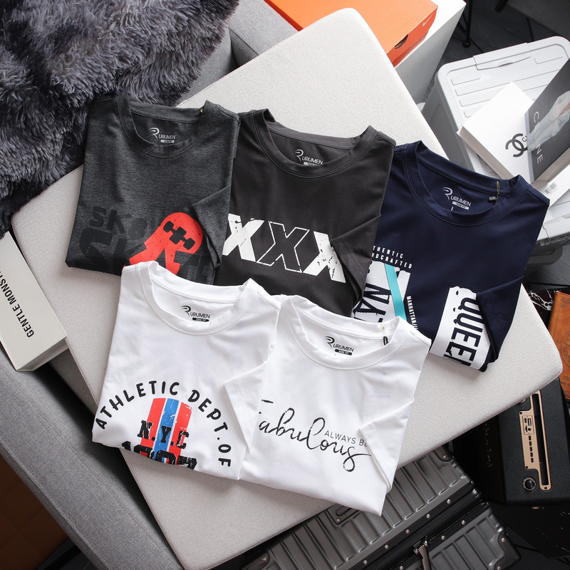 Áo Thun Nam Cổ Tròn Rurumen Màu Trắng In Chữ NYC 1987