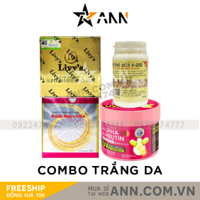 Combo Trắng Da Body Livy's Vàng + Body Bạch Ngọc Liên Hồng Spa + Kem Kích Trắng Abutine V250 + Kem Body Alpha Abutine Collagen Thái Lan - COMBOTRANG02
