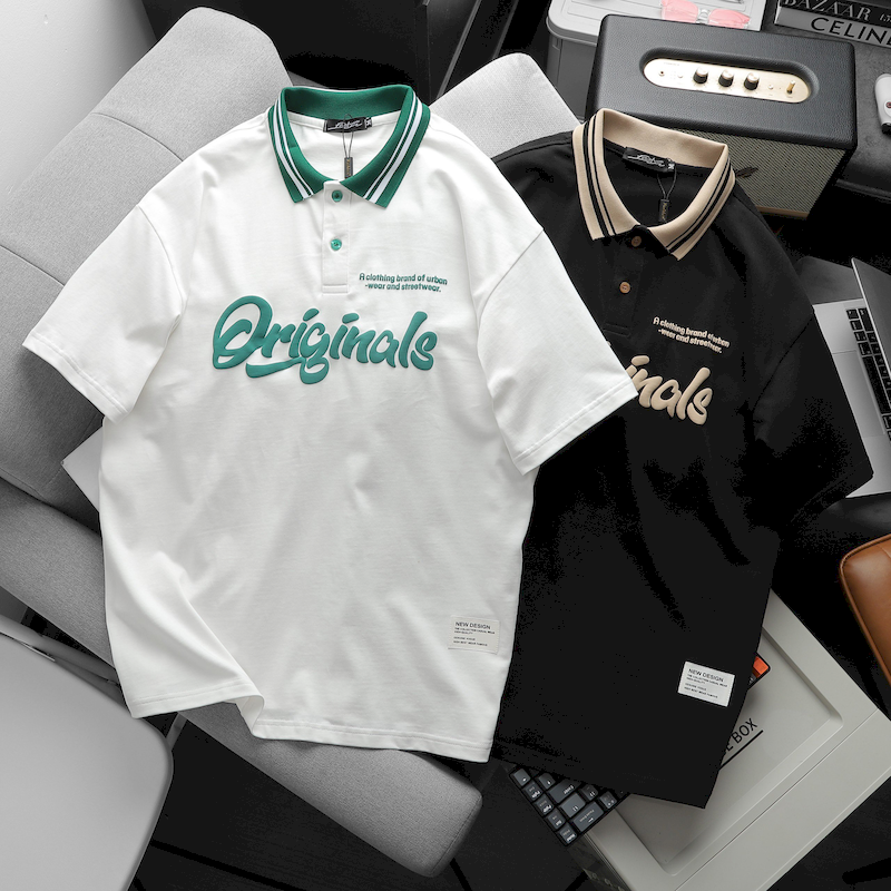 Mua sỉ áo Thun Nam Cổ Bẻ Oversize In Chữ Originals Big Size 110kg