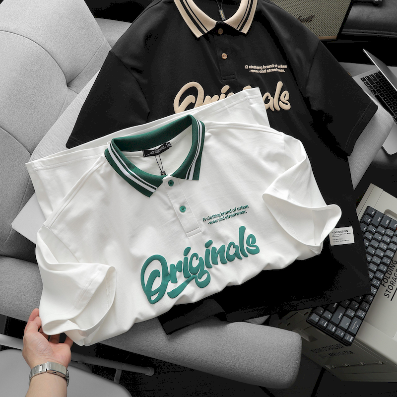 Mua sỉ áo Thun Nam Cổ Bẻ Oversize In Chữ Originals Big Size 110kg