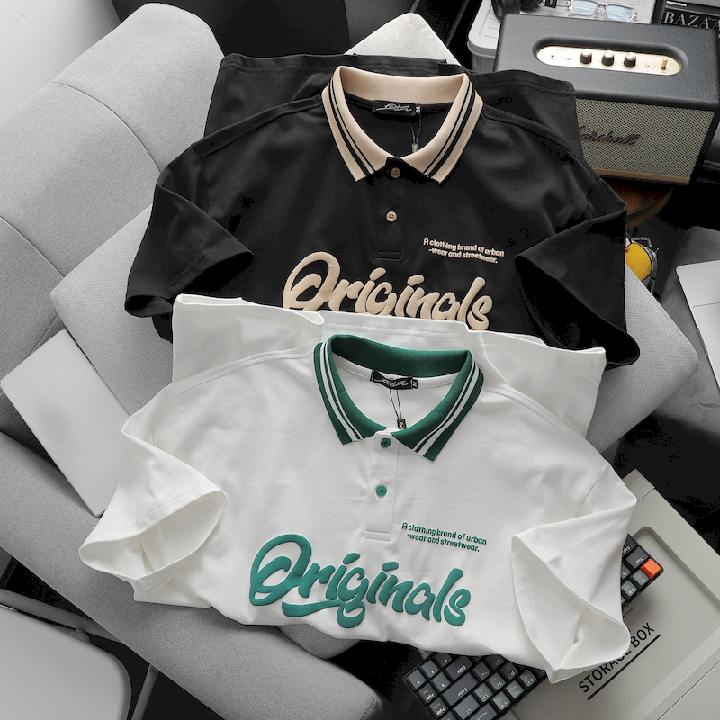 Mua sỉ áo Thun Nam Cổ Bẻ Oversize In Chữ Originals Big Size 110kg