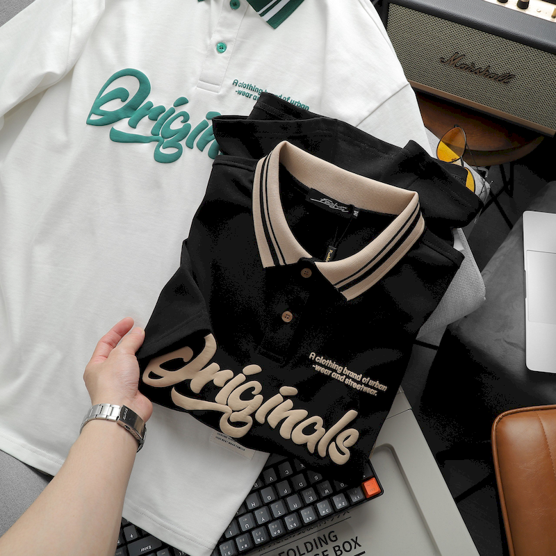 Mua sỉ áo Thun Nam Cổ Bẻ Oversize In Chữ Originals Big Size 110kg