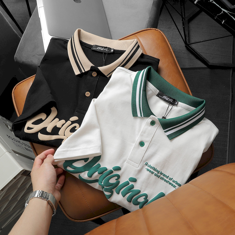 Mua sỉ áo Thun Nam Cổ Bẻ Oversize In Chữ Originals Big Size 110kg