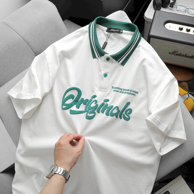 Mua sỉ áo Thun Nam Cổ Bẻ Oversize In Chữ Originals Big Size 110kg