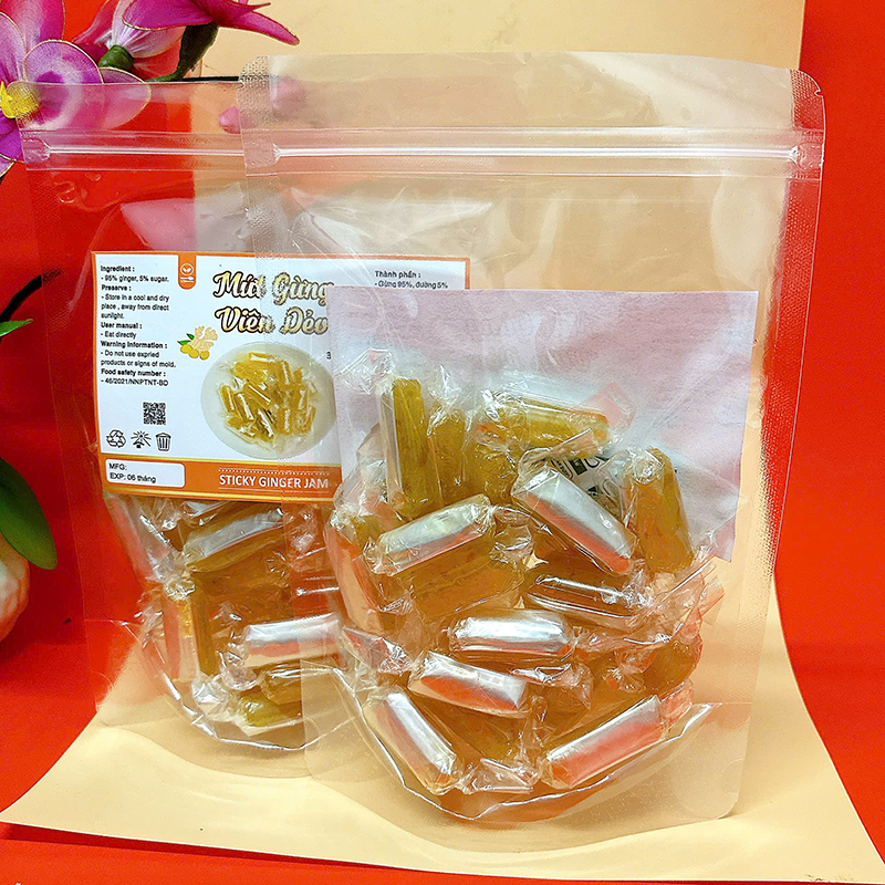 Shop sỉ mứt Gừng Viên Dẻo Túi Zip 300g Shop sỉ mứt Gừng Viên Dẻo Túi Zip 300g