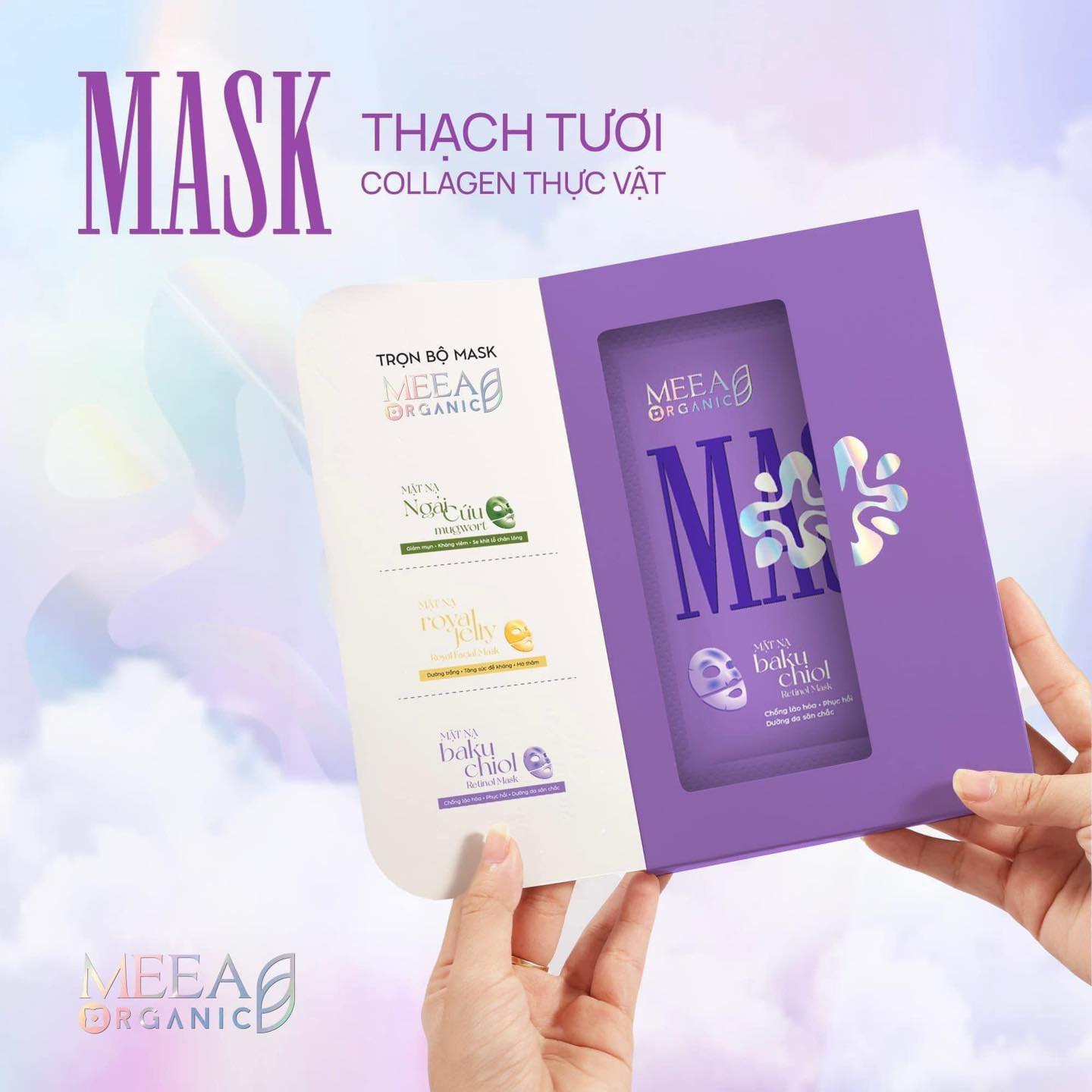 23596-426526027-945790480441554-8621707336863021549-n-1.jpg Mặt Nạ Thạch Collagen Meea Organic Màu Tím Bakuchiol Retinol Mask Hộp 5 Miếng - 8938534672467