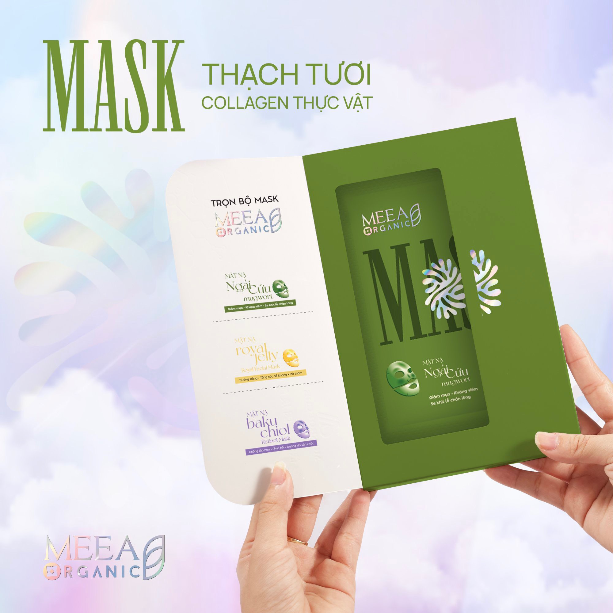 23597-412891890-1034347374421335-4028461786533664400-n-1.jpg Mặt Nạ Thạch Collagen Meea Organic Màu Xanh Ngãi Cứu Mugwort Mask Hộp 5 Miếng - 8938534672443