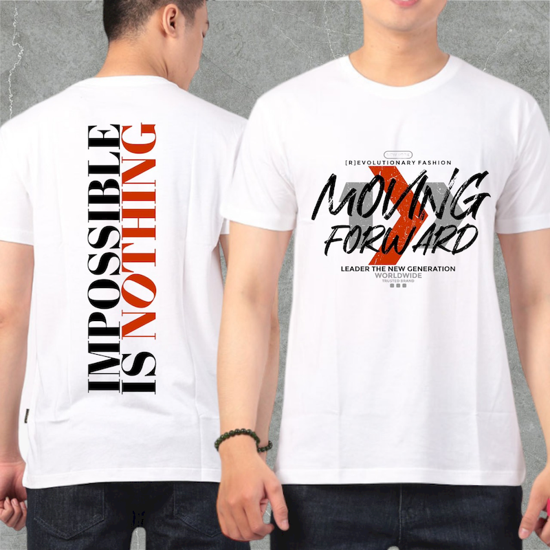 Áo Thun Nam Cổ Tròn Rurumen Màu Trắng In Chữ Moving ForWard (Có size to 4x) Áo Thun Nam Cổ Tròn Rurumen Màu Trắng In Chữ Moving ForWard (Có size to 4x)