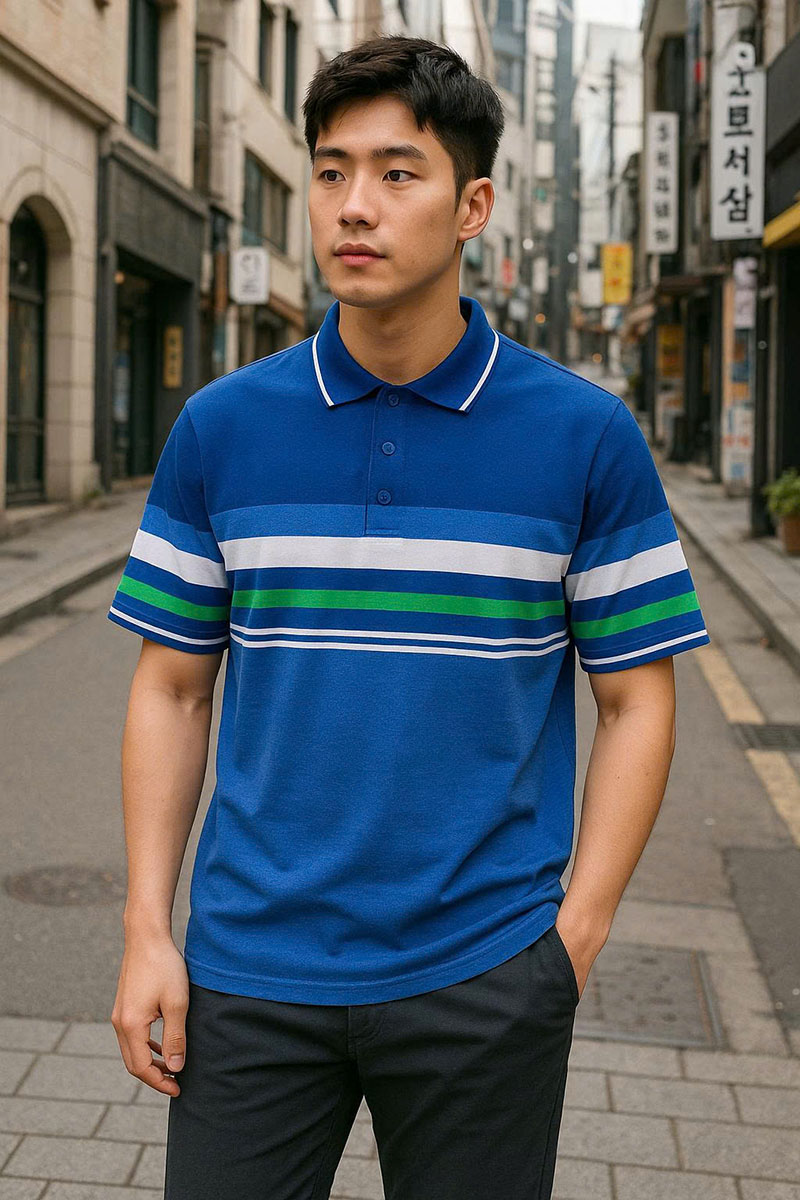 Áo thun cotton cổ bẻ sọc ngang( giá mới) Áo thun cotton cổ bẻ sọc ngang( giá mới)