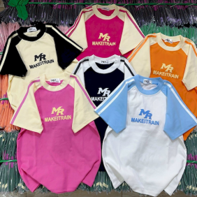 Áo Thun Nữ Cổ Tròn Baby Tee Tay Viền Sọc In Chữ Nổi MR AH787 - AG1238