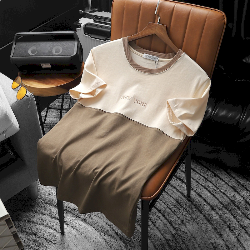 Shop sỉ áo Thun Nam Cổ Tròn Pack Horse Thêu Chữ New York Phối Hai Màu