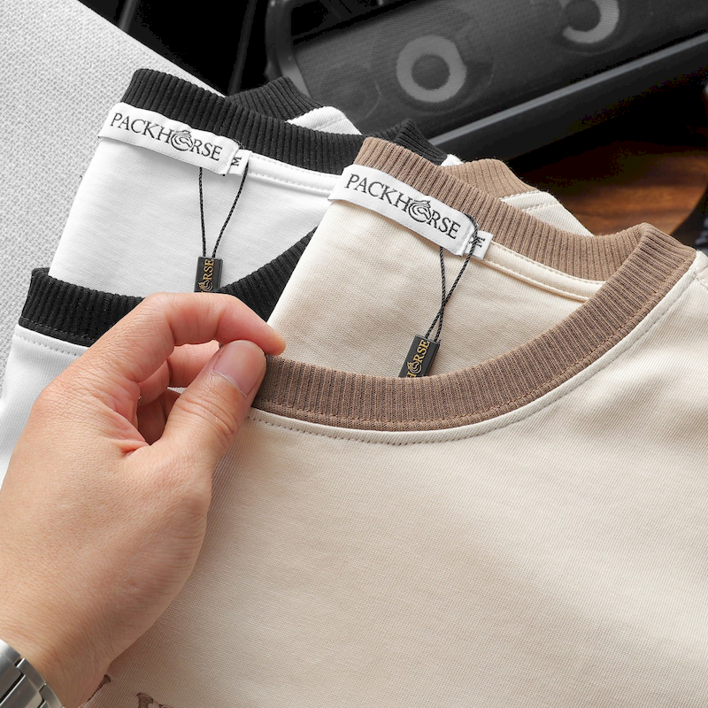 Shop sỉ áo Thun Nam Cổ Tròn Pack Horse Thêu Chữ New York Phối Hai Màu