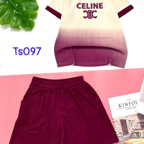 Đồ bộ quần đùi áo tay ngắn in chữ CELINE - DBO4374