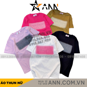 Áo thun nữ cổ tròn Baby Tee ôm body từ 35kg - 55kg in chữ nổi - AG1288