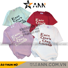 Áo thun nữ Baby Tee ôm body từ 35kg - 55kg in chữ Earn One - AG1295