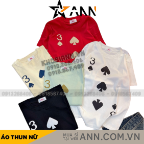 Áo thun nữ Baby Tee ôm body từ 35kg - 55kg in hình lá bài - AG1298