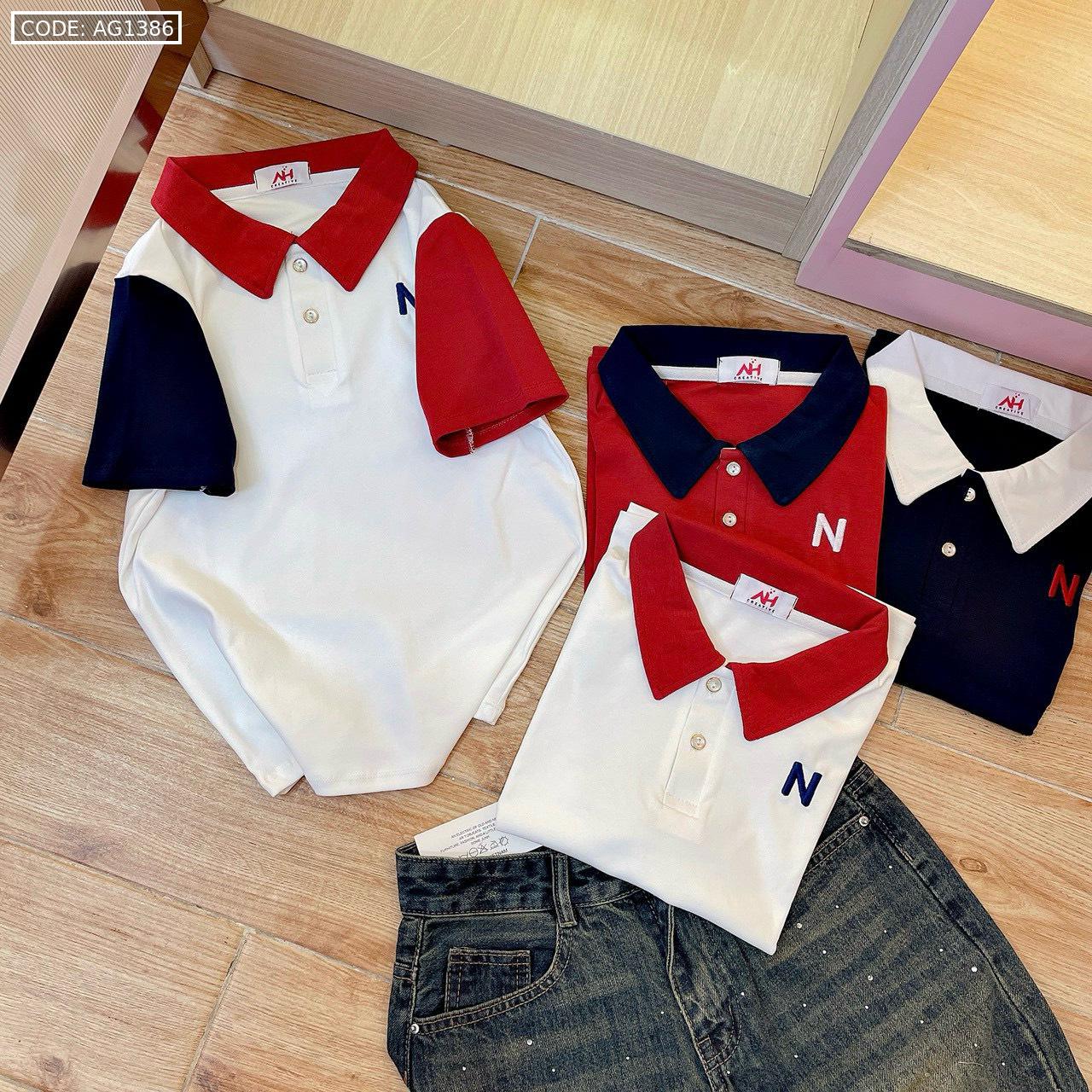 Giá sỉ áo thun nữ Cổ Bẻ thuê chữ N Baby Tee ôm body từ 35kg - 55kg