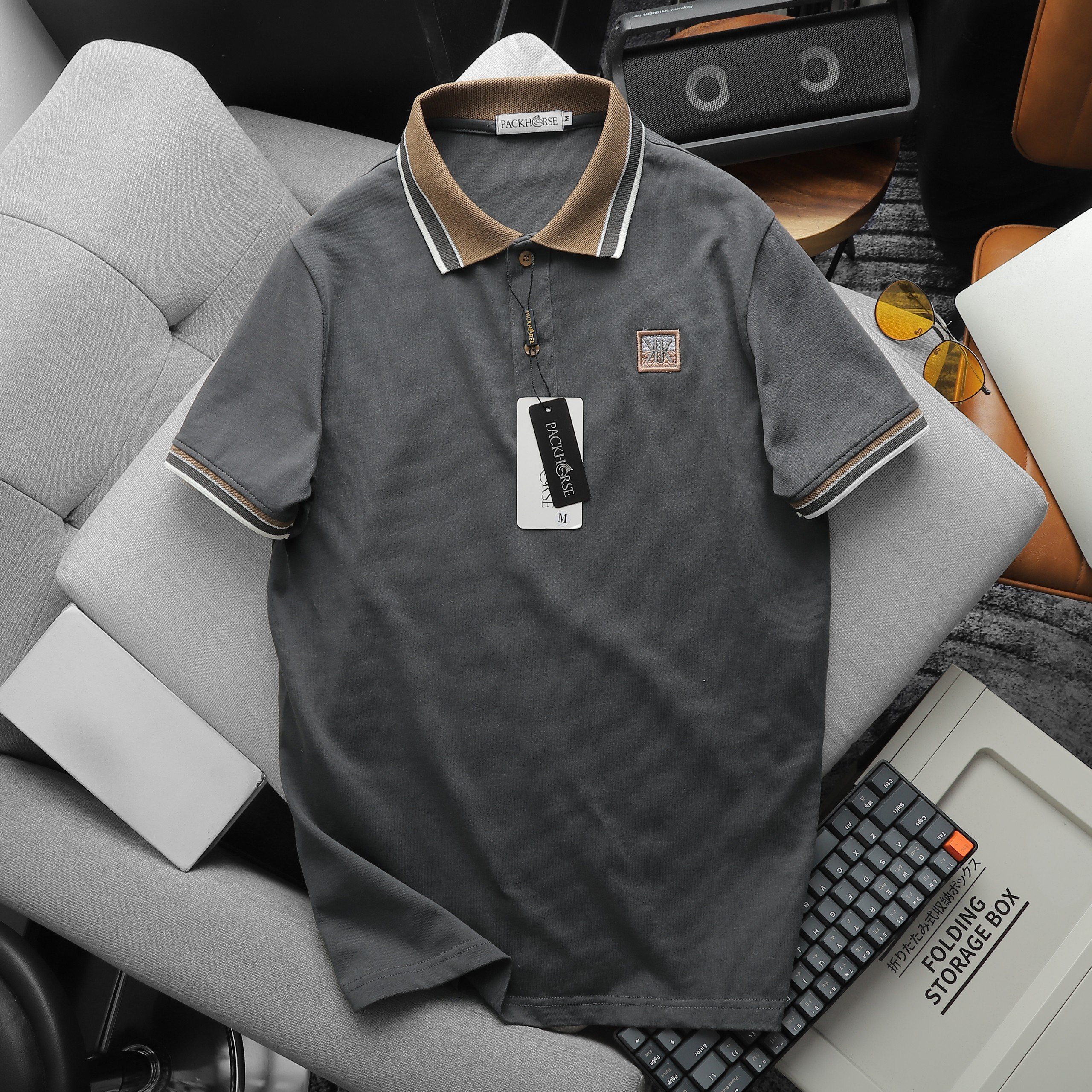 24098_z5371346402518-a29657a1fc0286effb245e1b42a77ce4_20240422045652-2.jpg Áo Thun Nam Cổ Bẻ Pack Horse Thêu Nổi Logo Chữ KK (Có size 3x) - CS225