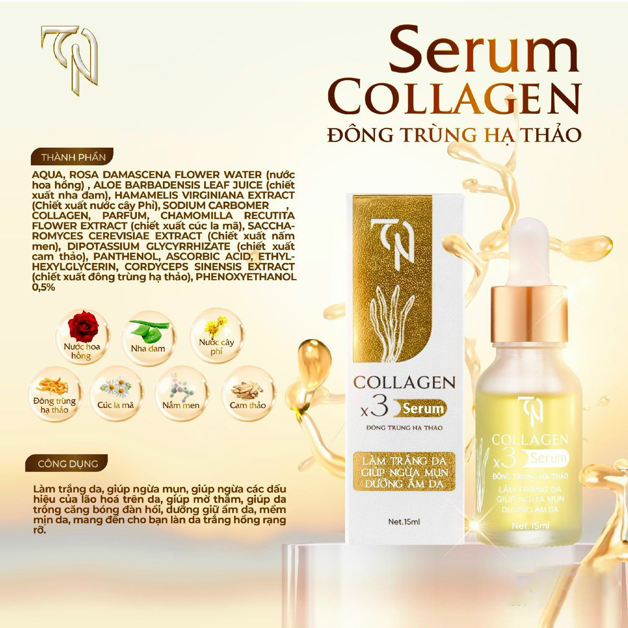 Kho sỉ serum Nám Collagen X3 TN Mỹ Phẩm Đông Anh 15ml Kho sỉ serum Nám Collagen X3 TN Mỹ Phẩm Đông Anh 15ml