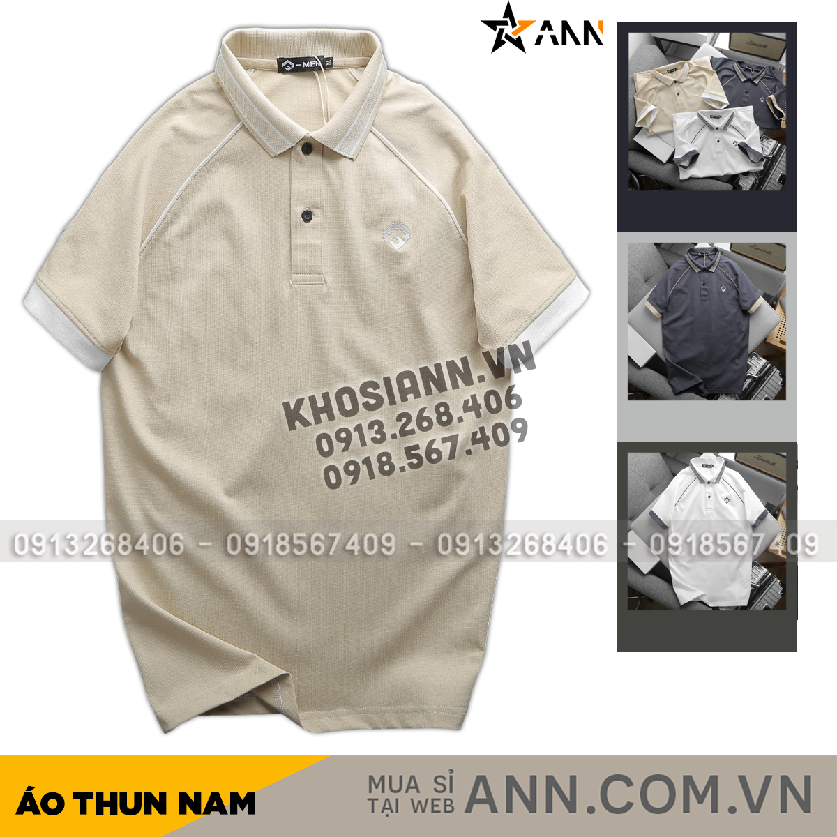 Áo Thun Nam Cổ Bẻ Thêu Nổi Logo Rubik (Có size 3x)