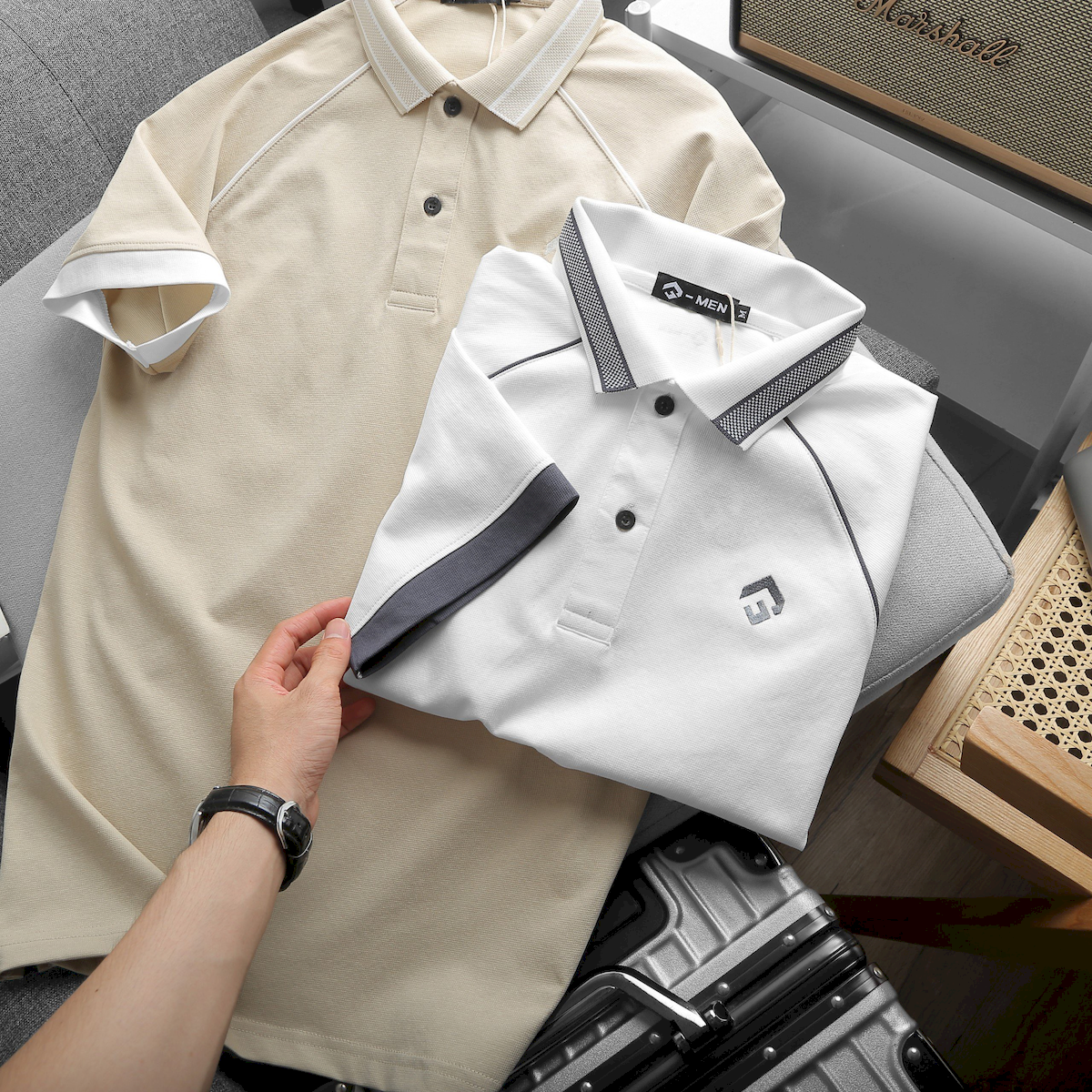 Áo Thun Nam Cổ Bẻ Thêu Nổi Logo Rubik (Có size 3x)