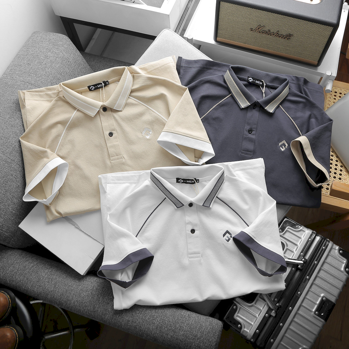 Áo Thun Nam Cổ Bẻ Thêu Nổi Logo Rubik (Có size 3x)