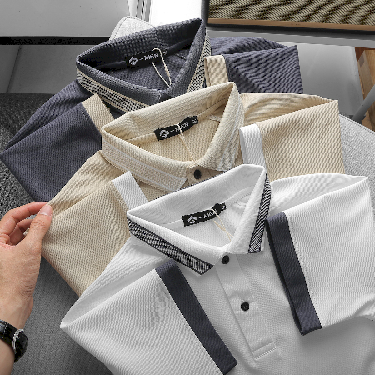 Áo Thun Nam Cổ Bẻ Thêu Nổi Logo Rubik (Có size 3x)