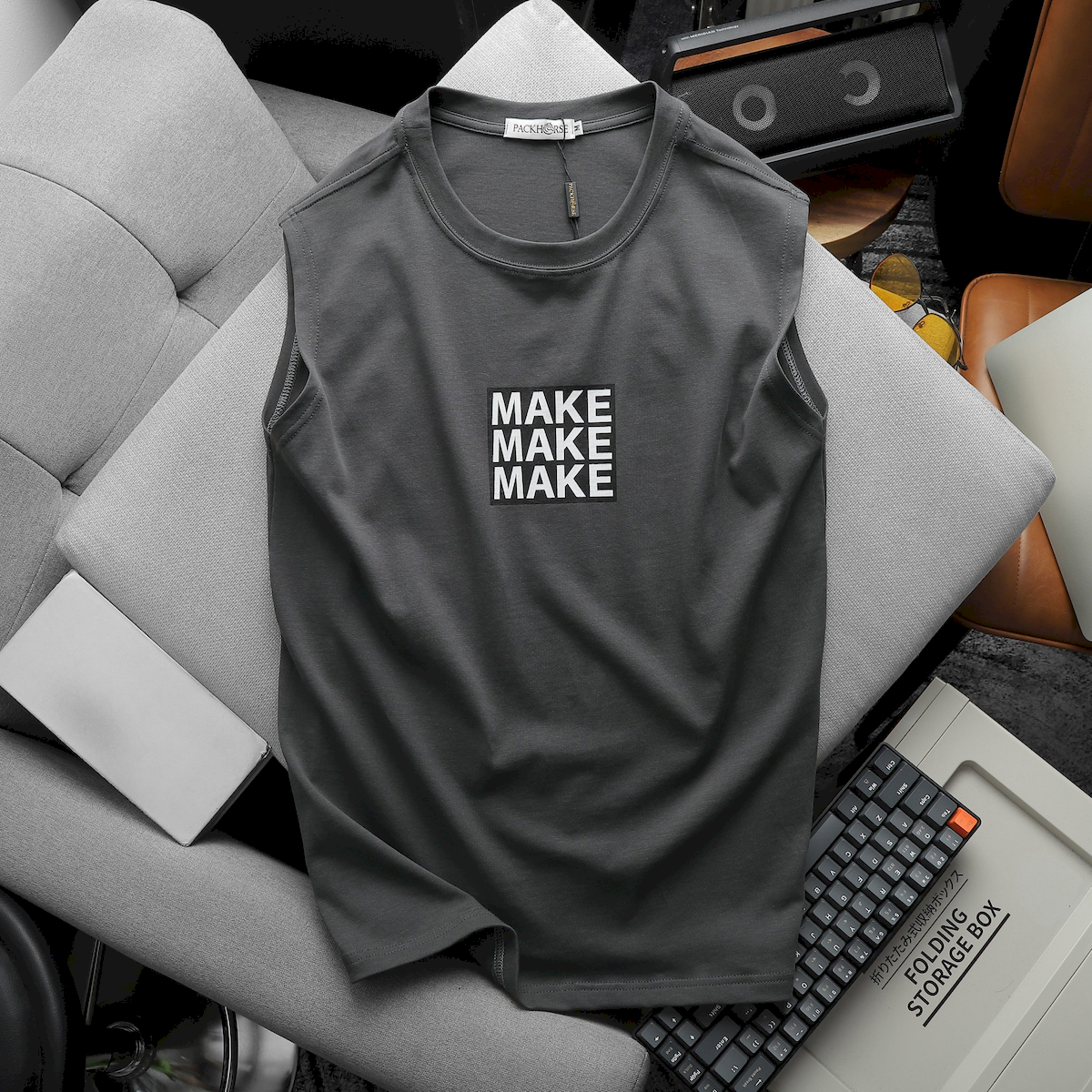 Áo Thun Ba Lỗ Nam Pack Horse In Chữ MAKE Áo Thun Ba Lỗ Nam Pack Horse In Chữ MAKE