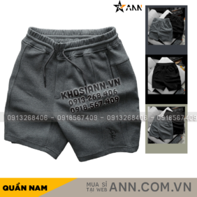 Quần Short Thun Nam Viền Sọc Thêu Logo Chữ - QB430