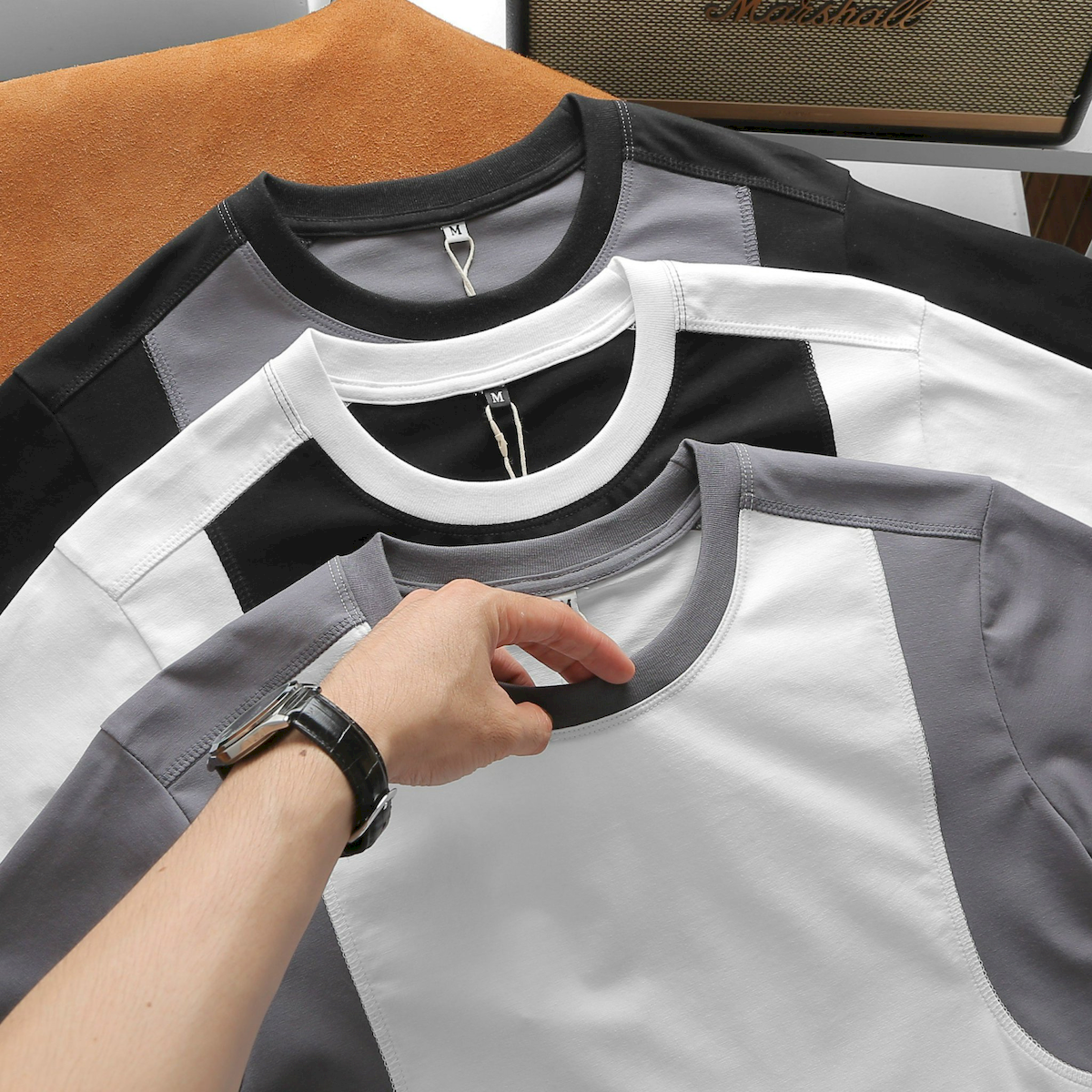 24337_z5463803032233-2c8e1909f0348861bc9019deba2d2592_20240522102739-2.png Áo Thun Nam Cổ Tròn Tay Phối Màu (Có Size 3x) - AB518