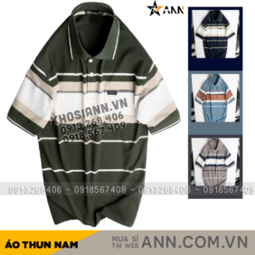 Áo Thun Sọc Nam Trung Niên Cổ Bẻ Có Túi Thun Cotton Cao Cấp (Có size 3x) - AS057