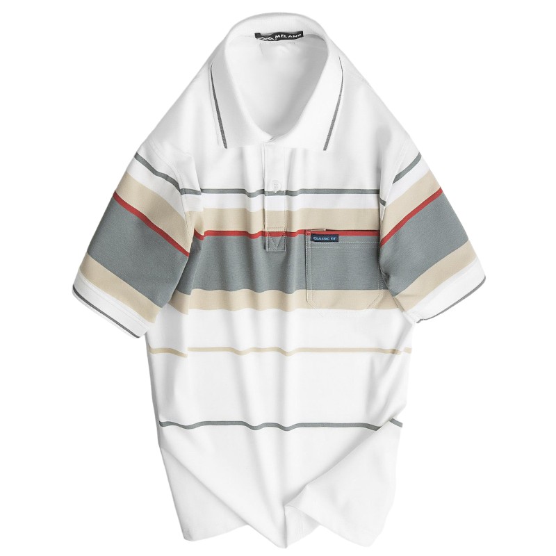 Áo Thun Sọc Nam Trung Niên Cổ Bẻ Có Túi Thun Cotton Cao Cấp (Có size 3x)