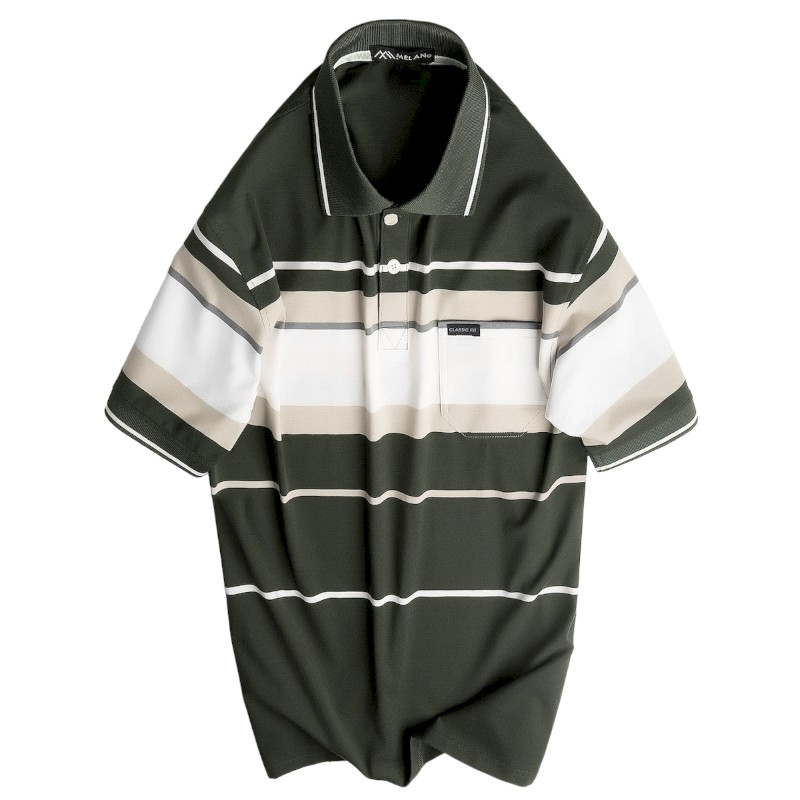 Áo Thun Sọc Nam Trung Niên Cổ Bẻ Có Túi Thun Cotton Cao Cấp (Có size 3x)