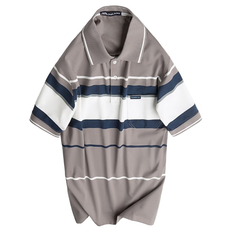 Áo Thun Sọc Nam Trung Niên Cổ Bẻ Có Túi Thun Cotton Cao Cấp (Có size 3x)