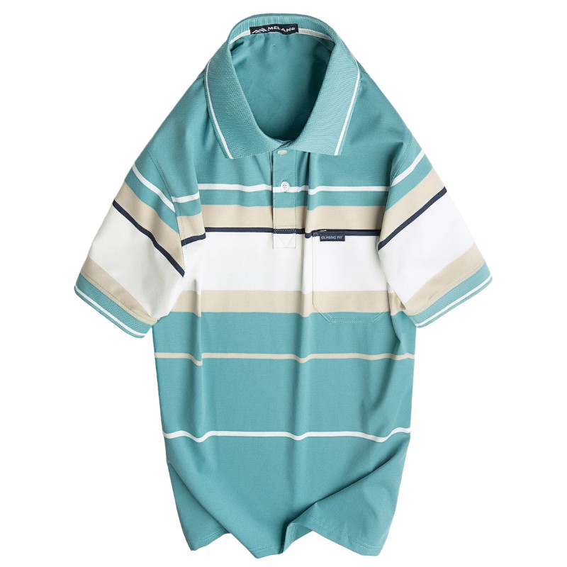 Áo Thun Sọc Nam Trung Niên Cổ Bẻ Có Túi Thun Cotton Cao Cấp (Có size 3x)