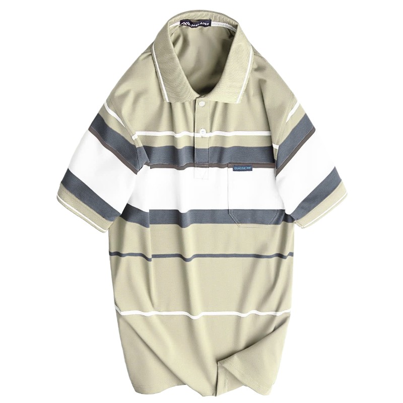 Áo Thun Sọc Nam Trung Niên Cổ Bẻ Có Túi Thun Cotton Cao Cấp (Có size 3x)