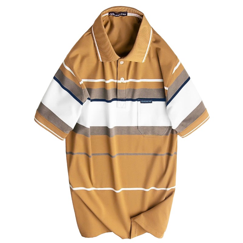 Áo Thun Sọc Nam Trung Niên Cổ Bẻ Có Túi Thun Cotton Cao Cấp (Có size 3x)