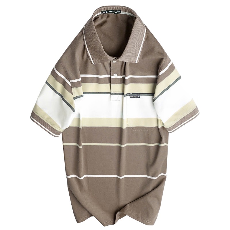 Áo Thun Sọc Nam Trung Niên Cổ Bẻ Có Túi Thun Cotton Cao Cấp (Có size 3x)