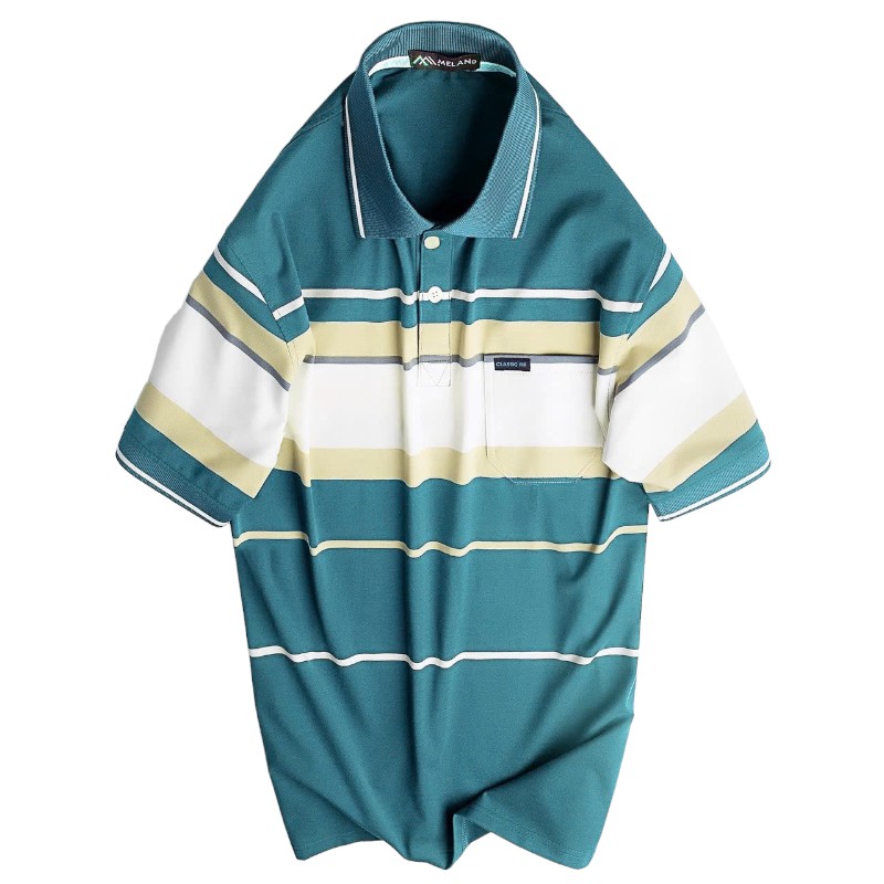 Áo Thun Sọc Nam Trung Niên Cổ Bẻ Có Túi Thun Cotton Cao Cấp (Có size 3x)