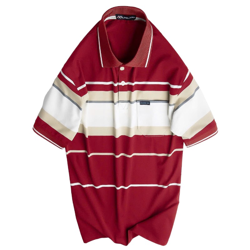 Áo Thun Sọc Nam Trung Niên Cổ Bẻ Có Túi Thun Cotton Cao Cấp (Có size 3x)