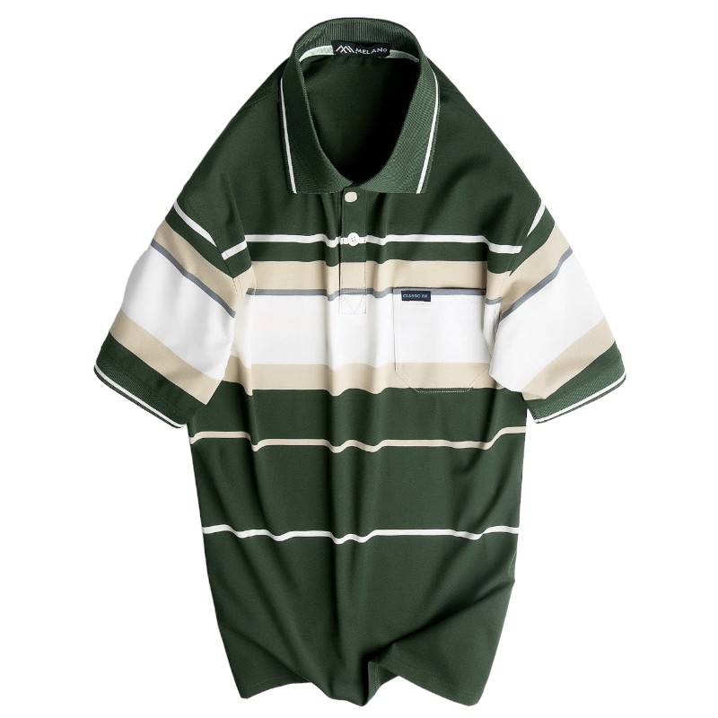 Áo Thun Sọc Nam Trung Niên Cổ Bẻ Có Túi Thun Cotton Cao Cấp (Có size 3x)