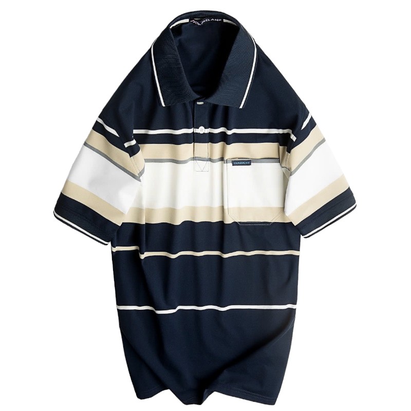 Áo Thun Sọc Nam Trung Niên Cổ Bẻ Có Túi Thun Cotton Cao Cấp (Có size 3x)